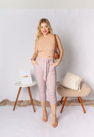 CALÇA CAPRI C/ CINTO E LAÇO